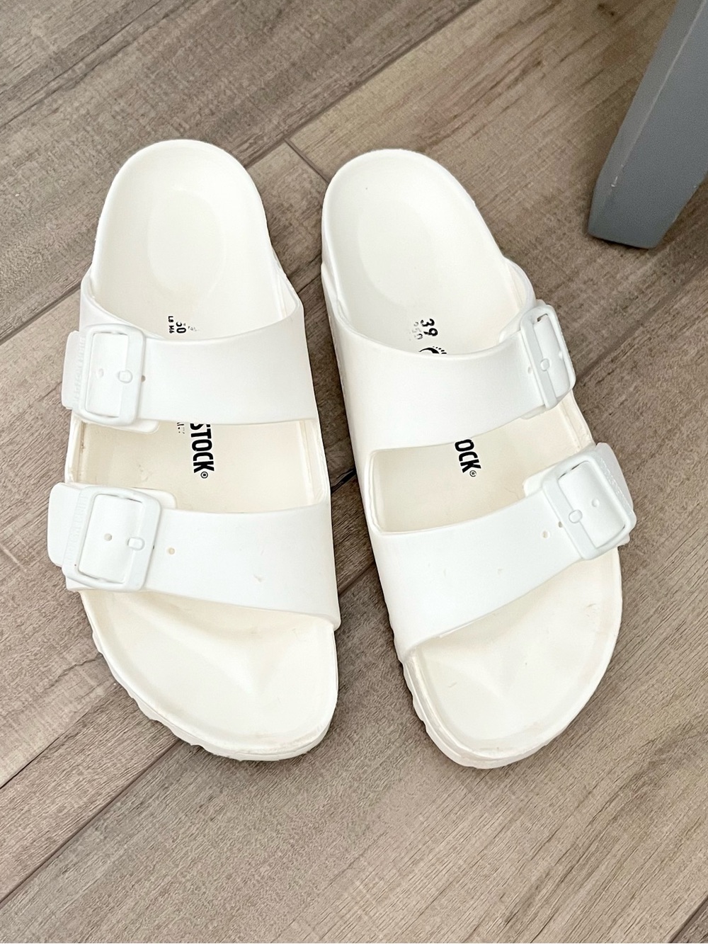 Birkenstock White Double-Strap Slide Sandals, 39 - Picture 3 of 4